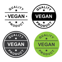 Round  vector, illustration for stickers, labels and logos: Vegan