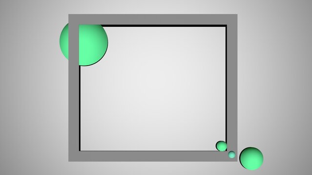 Frame with green balloons background. Abstract frame background. 3D render illustration