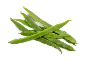 fresh handful Flat beans isolated on white background.