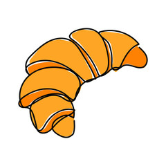 Continuous drawing in one line. Bakery of croissant icons. Line style