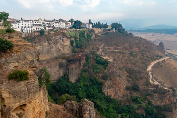 Fototapeta premium Ronda is located on a deep gorge where the river Tagus passes. Malaga. Andalusia. Spain. Europe. 