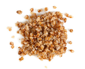 cooked buckwheat isolated on white background