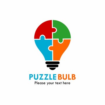 Puzzle bulb logo design template illustration