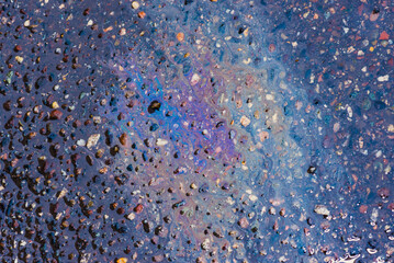 Pollution by gasoline, engine oil. Spilled gasoline. Environmental problem