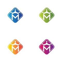Letter M and crown logo icon set
