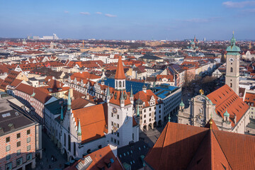 Fototapeta na wymiar Vista aérea de la ciudad de Munich en Alemania