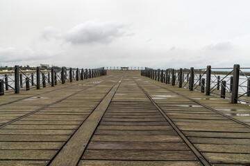 Detail view of the historic Rio Tinto pier in Huelva