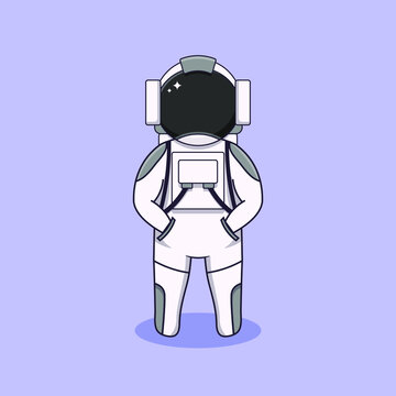 astronaut standing facing forward putting his hand in his pocket illustration