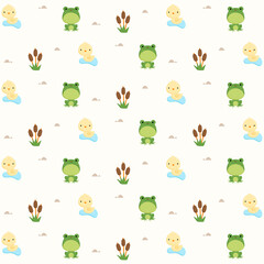 Obraz premium A Vector of Cute and Simple Pond Animals Pattern Background