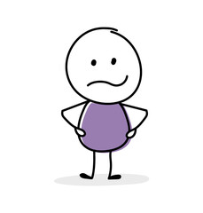 Angry stickman. Cartoon character showing gestures. Vector