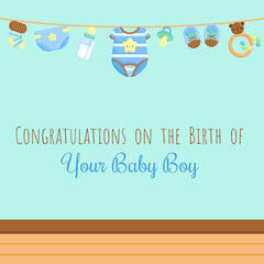 A Vector of Cute and Simple Baby Boy Item Card