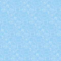 A Vector Background of Cute and Simple Sea Animals