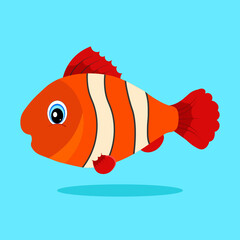 Cute fish cartoon vector icon illustration,  flat cartoon style
