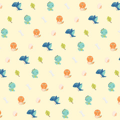 A Vector Background of Cute and Simple Prehistoric Dinosaur