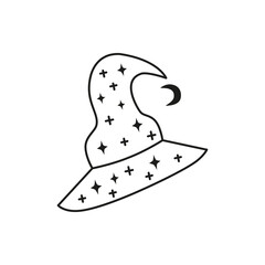 Doodle outline witchy hat.