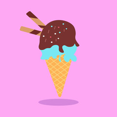  sweet food Ice cream cone cartoon icon illustration