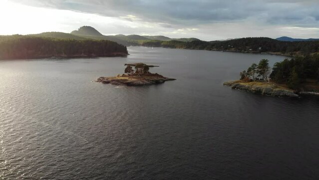 Cinematic aerial footage of Reid Harbor and Gossip Islands a great place to visit on a vacation and camp.