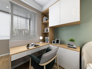 3D rendering, elegant and modern bedroom design, big bed with overcoat cabinet, coffee table, TV, carpet, etc., very comfortable and leisure.