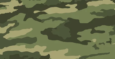 Fotobehang Olijfgroen Panoramische groene legerflora achtergrondstructuur - Vector