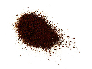 Coffee or chocolate powder ingredient burst isolated on white background