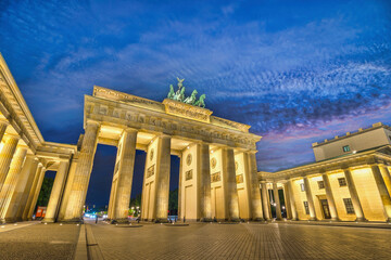 Berlin Germany, night city skyline at Brandenburg Gate (Brandenburger Tor) © Noppasinw