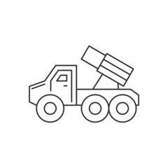 Fighting vehicle bm21 line icon. Editable stroke