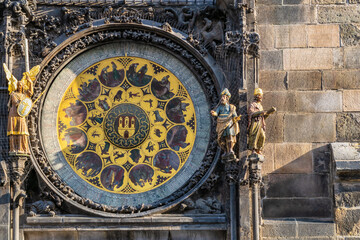 Fototapeta premium Prague Czech Republic - June 28, 2015: Prague Czech Republic, Astronomical Clock Tower at Prague old town square, Czechia