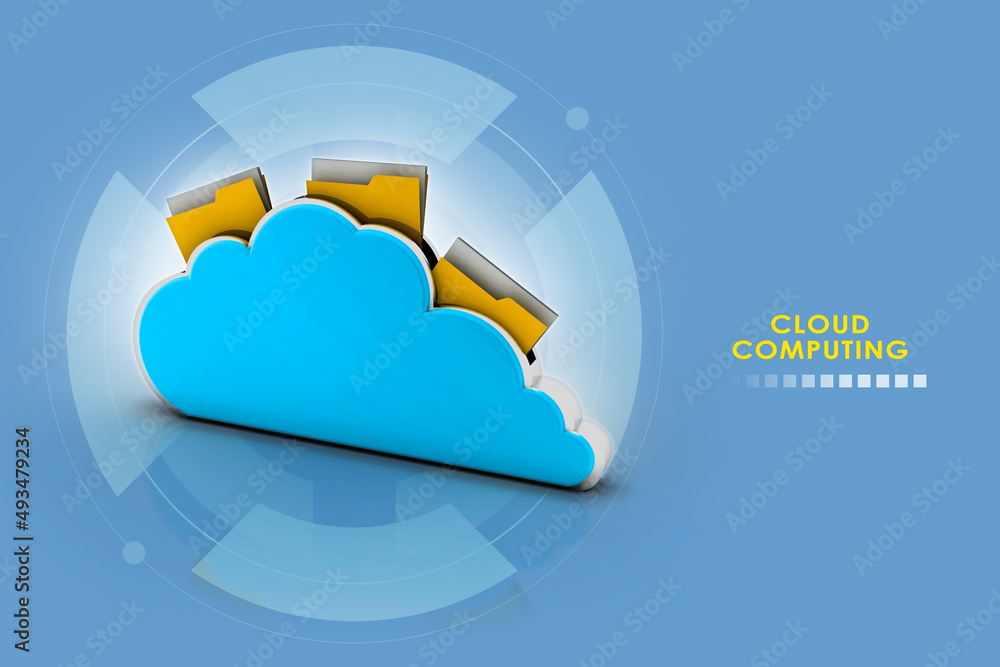 Poster 3d rendering cloud folder network