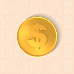 3d rendering usd Dollar symbol with gold coin
