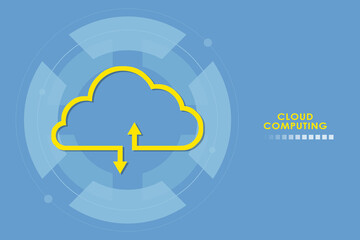 2d illustration uploading downloading arrow with cloud 
