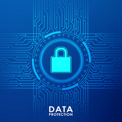 2d illustration Safety concept: Closed Padlock on digital background
