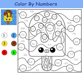 
children's educational game. coloring by numbers. ice cream on sticks.