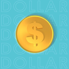 3d rendering usd Dollar symbol with gold coin
