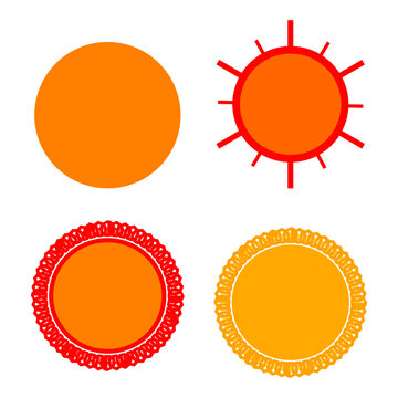 set of sun icons on white background