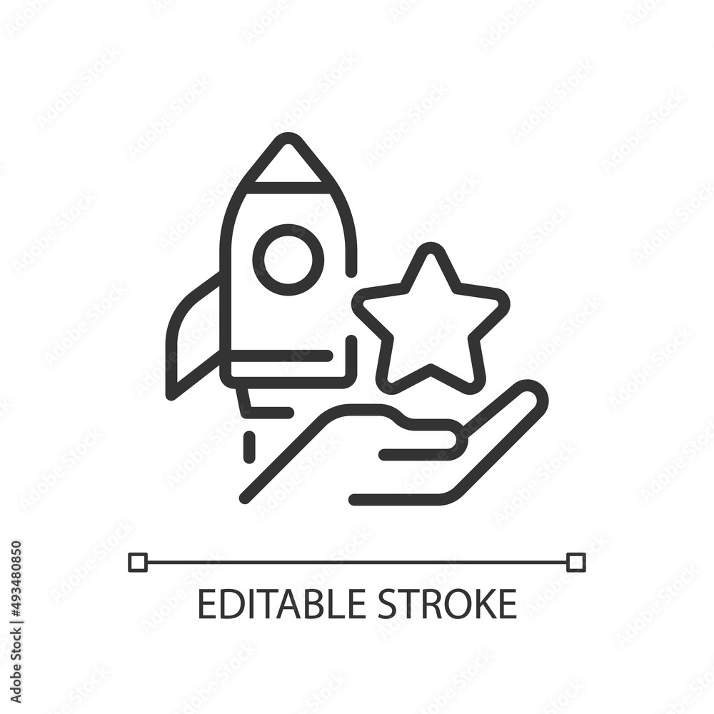 Aufkleber launch bonus pixel perfect linear icon. pay-for-performance program. recognize employee achievements