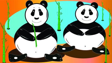 Panda and bamboo vector