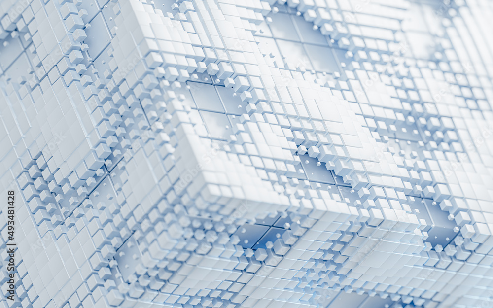 Poster abstract cube material, geometry background, 3d rendering.