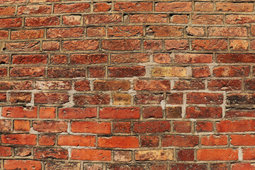 Background. Old diagonal brickwork. Red brick wall. High quality photo