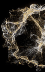 Wave pattern particles, abstract particle background, 3d rendering.