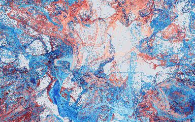 Wave pattern particles, abstract particle background, 3d rendering.