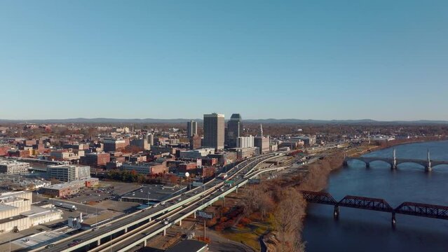 Traffic along I-91 in Springfield Massachusetts