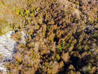 Naklejka na ściany i meble Mountains in Autumn from a Drone View