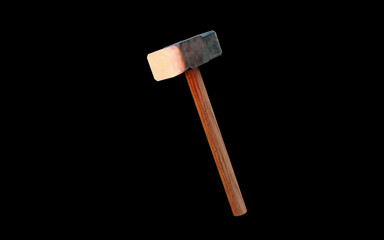 Hot hammer with black background, 3d rendering.