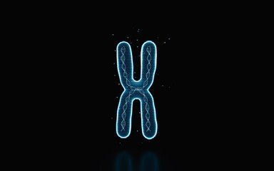 Holographic image of chromosome, futuristic element, 3d rendering.