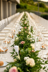 
March 2022, decorated table for an outdoor wedding