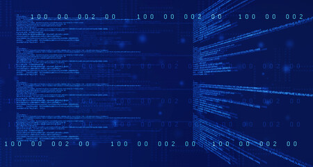 2d illustration abstract digital binary data on computer screen