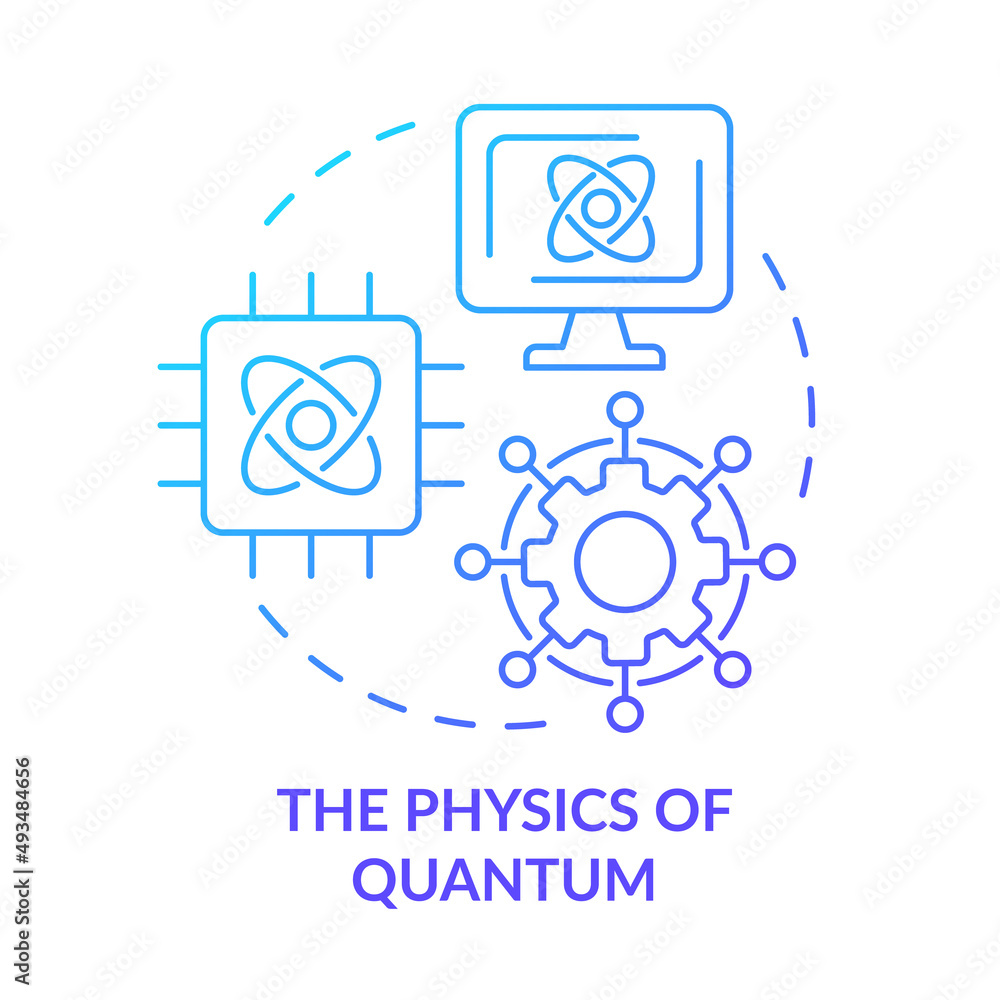 Aufkleber physics of quantum blue gradient concept icon. processing digital information. tech macro trends abs