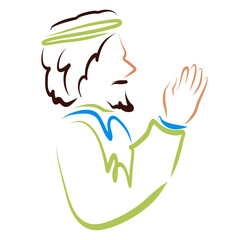 man with a bandage on his head prays to God with his hands folded