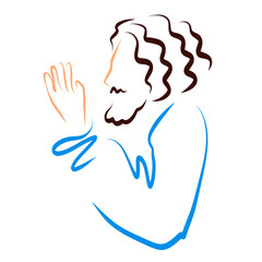 Biblical man praying to God with his hands folded