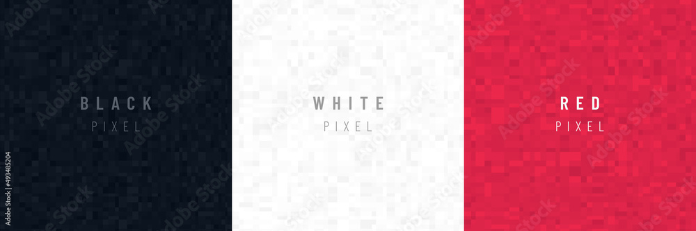 Wall mural set of black, white and red in pixel pattern background. mosaic censor concept modern futuristic col